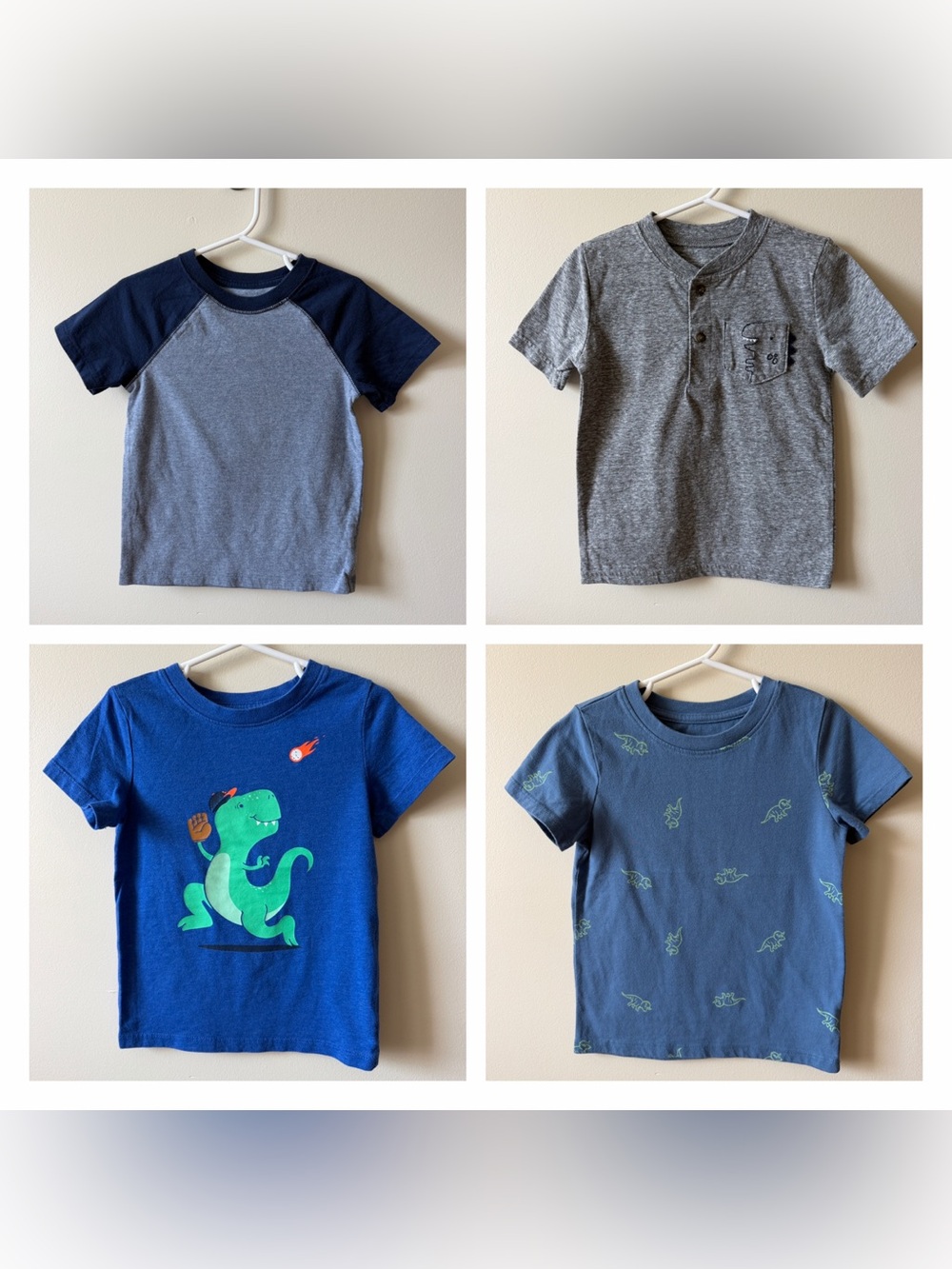 Bundle Cat & Jack Boys Tees Size 3T Navy and Gray Short-Sleev